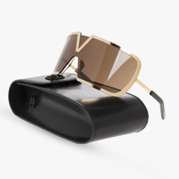 NEW VALENTINO V-ROMASK GOLD BROWN MASK SUNGLASSES VALETINO VLS-120B - Picture 2 of 4